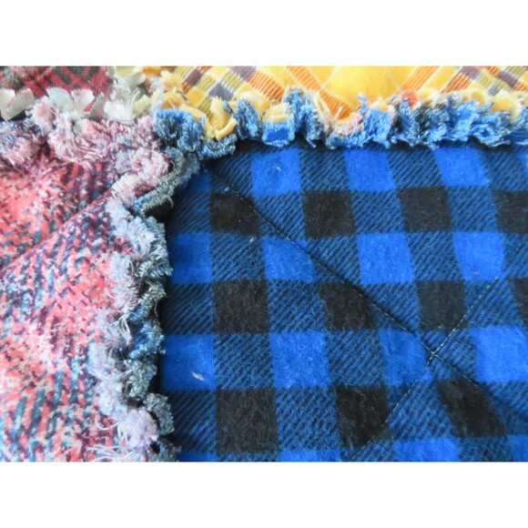 Flannel Rag Quilt With Batting, 50x64, Plaid Rag Quilt - Picture 9 of 12